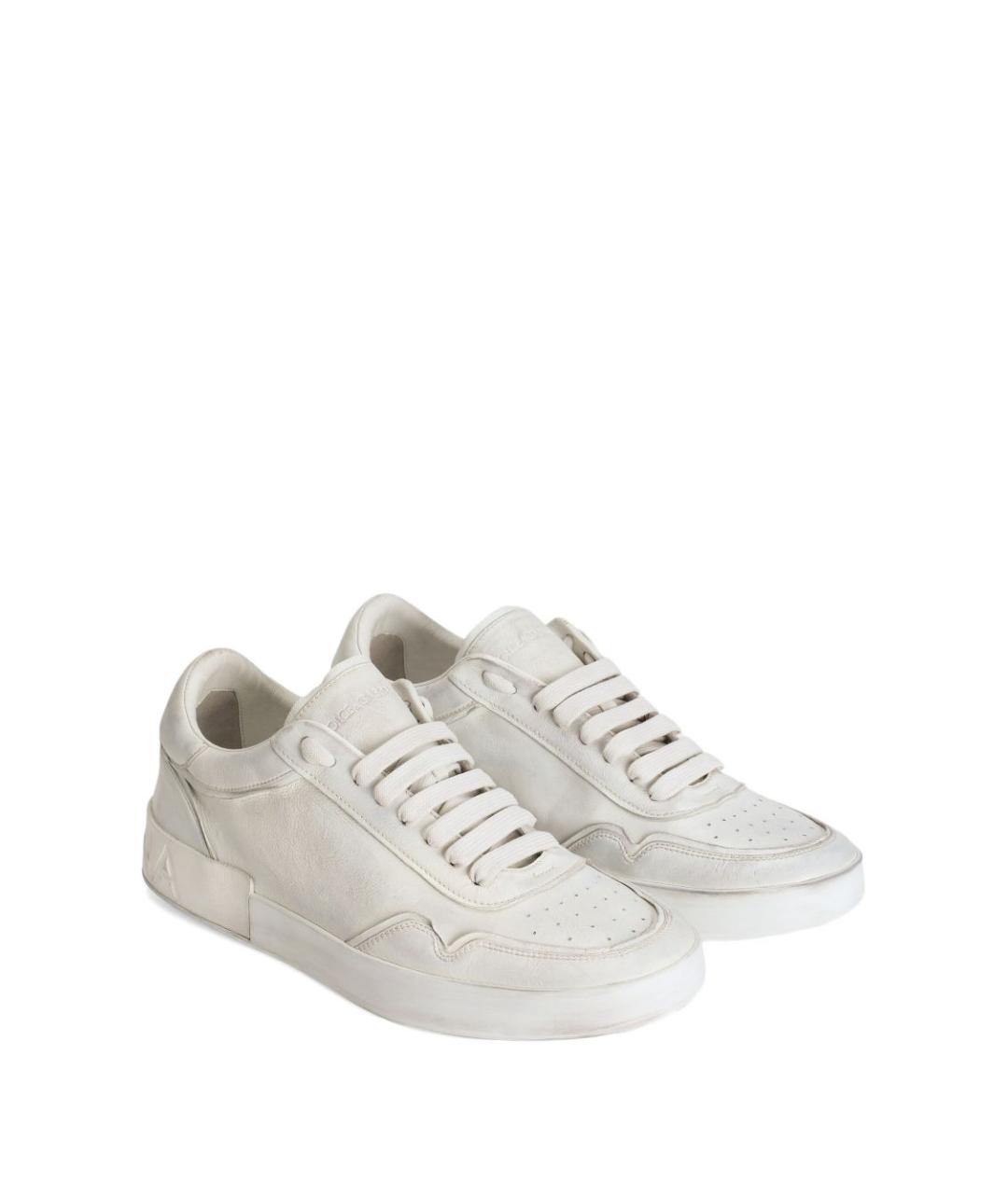 DOLCE&GABBANA Белые кожаные низкие кроссовки / кеды, фото 2