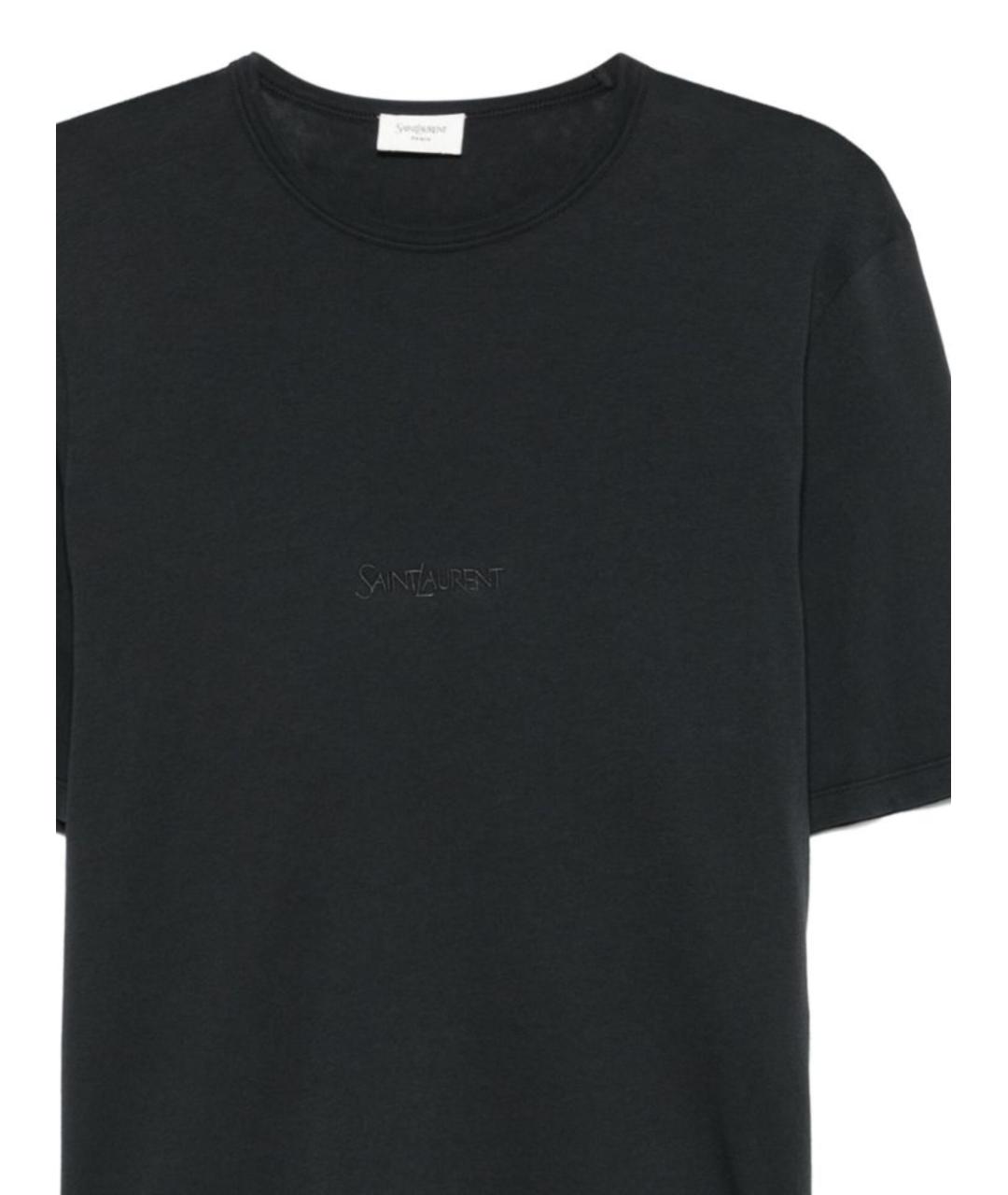 SAINT LAURENT Черная хлопковая футболка, фото 2