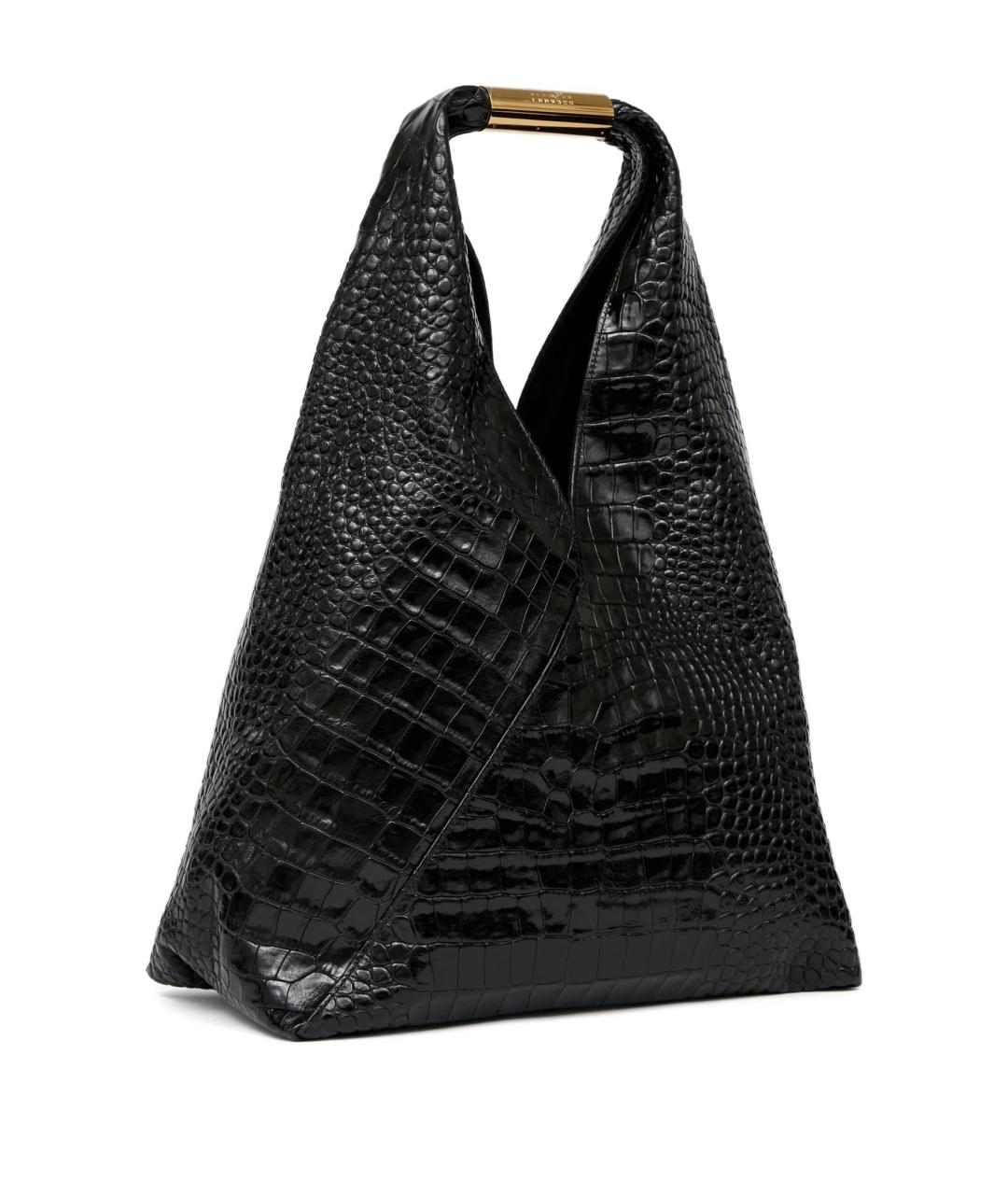 MM6 MAISON MARGIELA Черная кожаная сумка с короткими ручками, фото 1