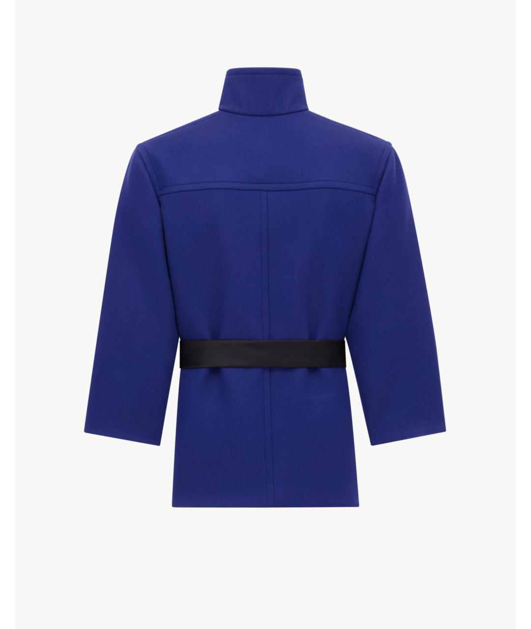 SAINT LAURENT Синее шерстяное пальто, фото 3