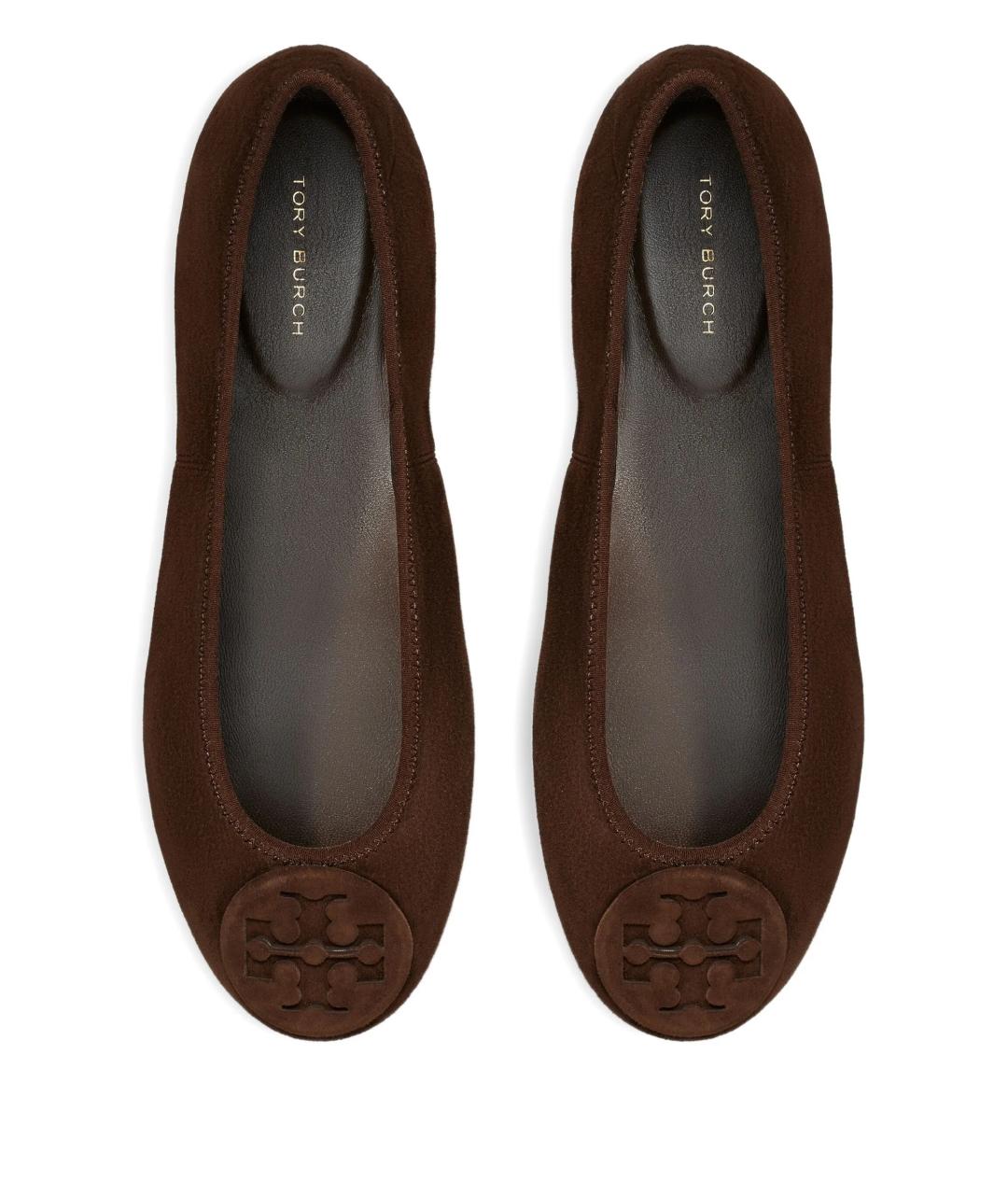 TORY BURCH Коричневые замшевые балетки, фото 4