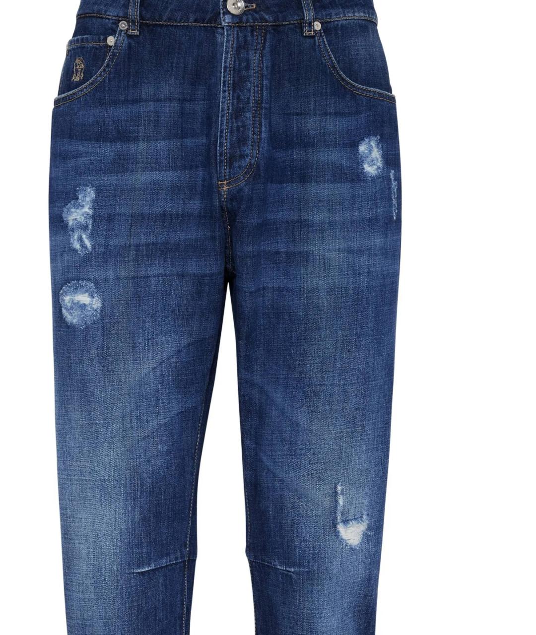 BRUNELLO CUCINELLI Синие хлопковые джинсы скинни, фото 2