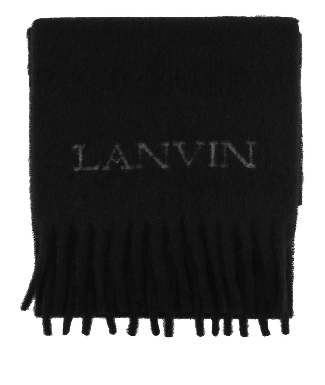 LANVIN Черный шерстяной шарф, фото 1
