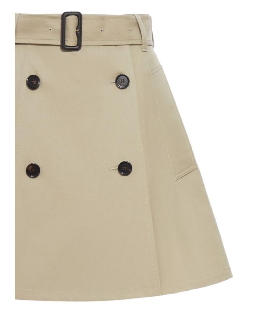 BURBERRY Бежевая хлопковая юбка мини, фото 2