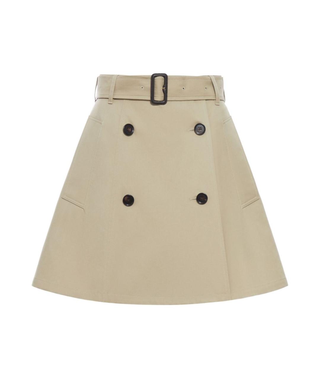 BURBERRY Бежевая хлопковая юбка мини, фото 1