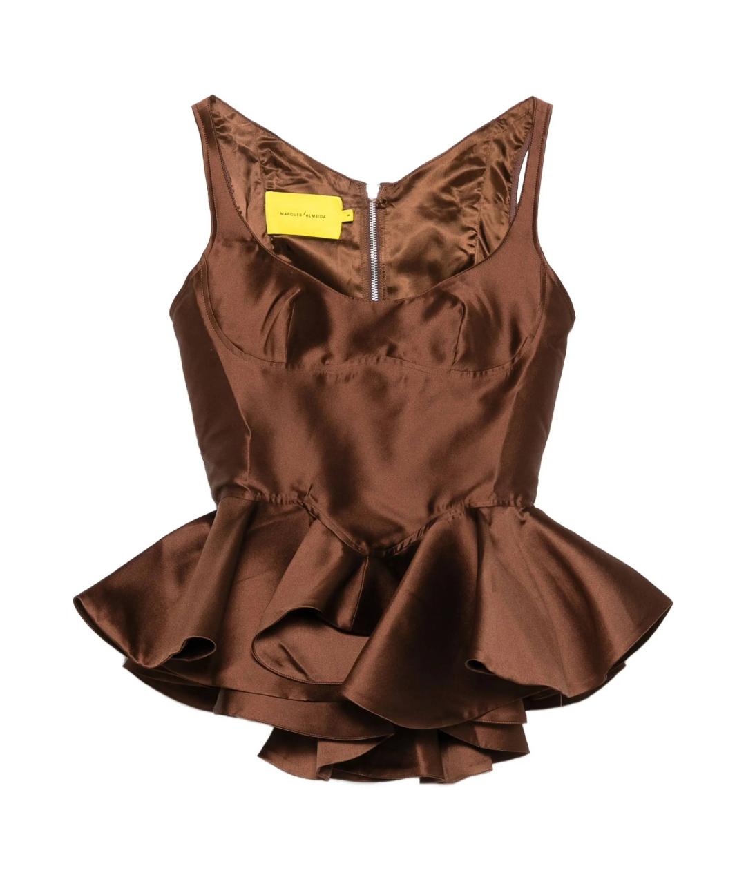 MARQUES' ALMEIDA Коричневая полиэстеровая блузы, фото 1