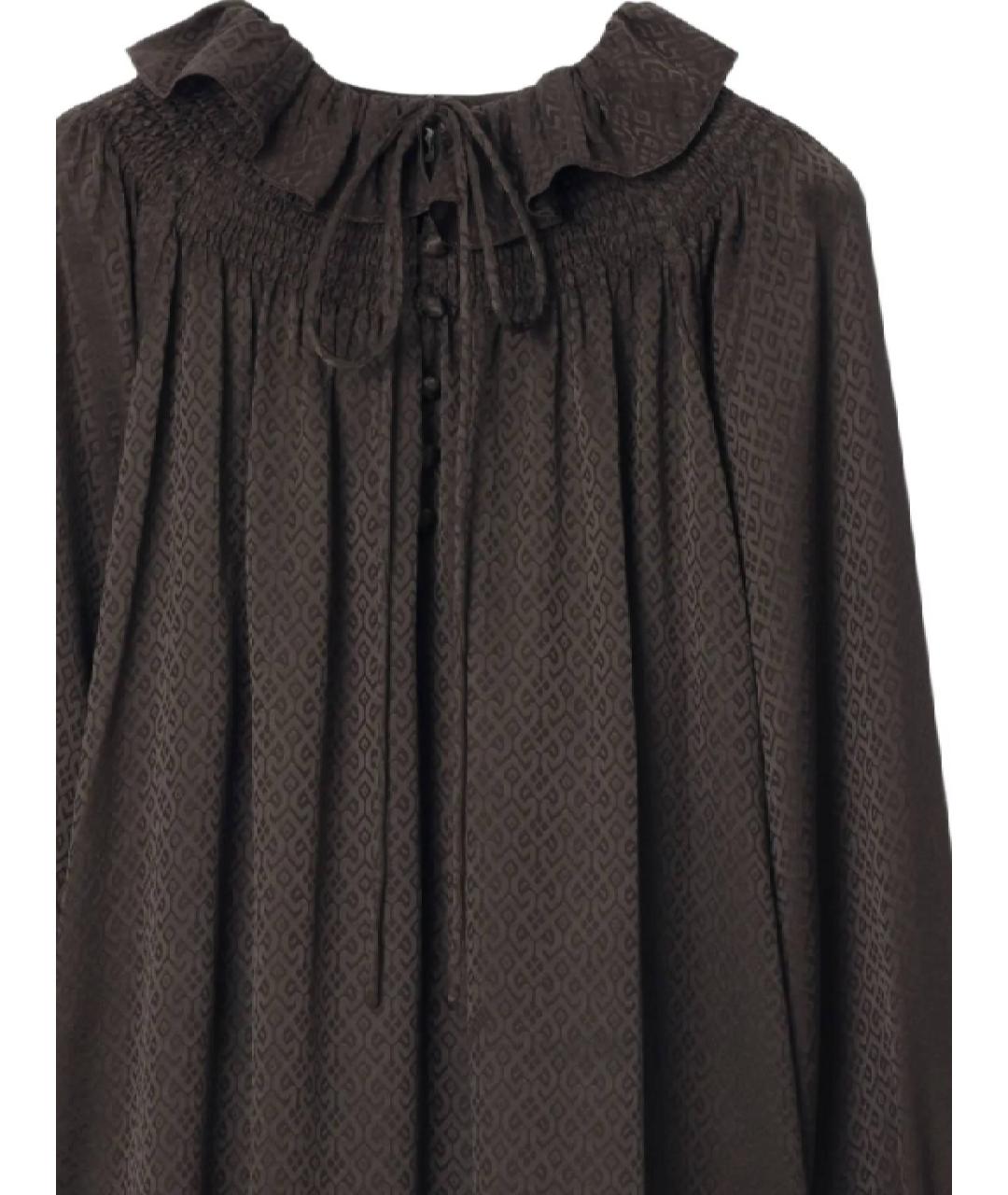 BURBERRY Коричневая шелковая блузы, фото 2