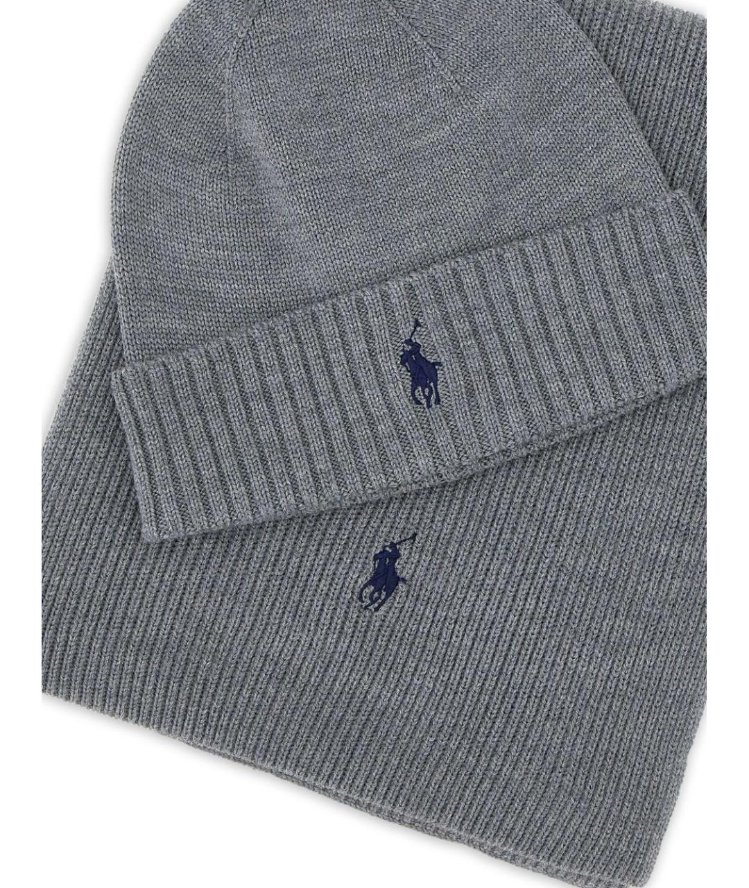 POLO RALPH LAUREN Серая шерстяная шапка, фото 2