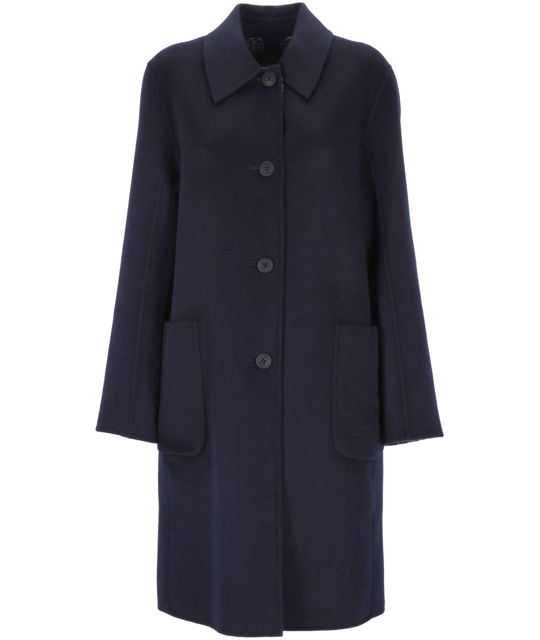 TORY BURCH Темно-синее шерстяное пальто, фото 1