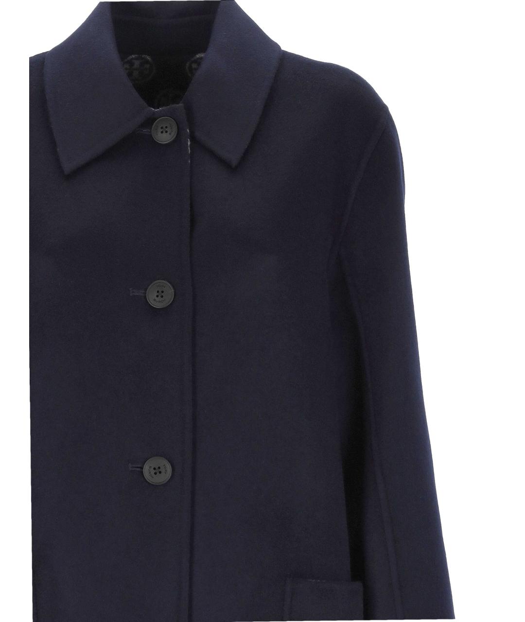 TORY BURCH Темно-синее шерстяное пальто, фото 2