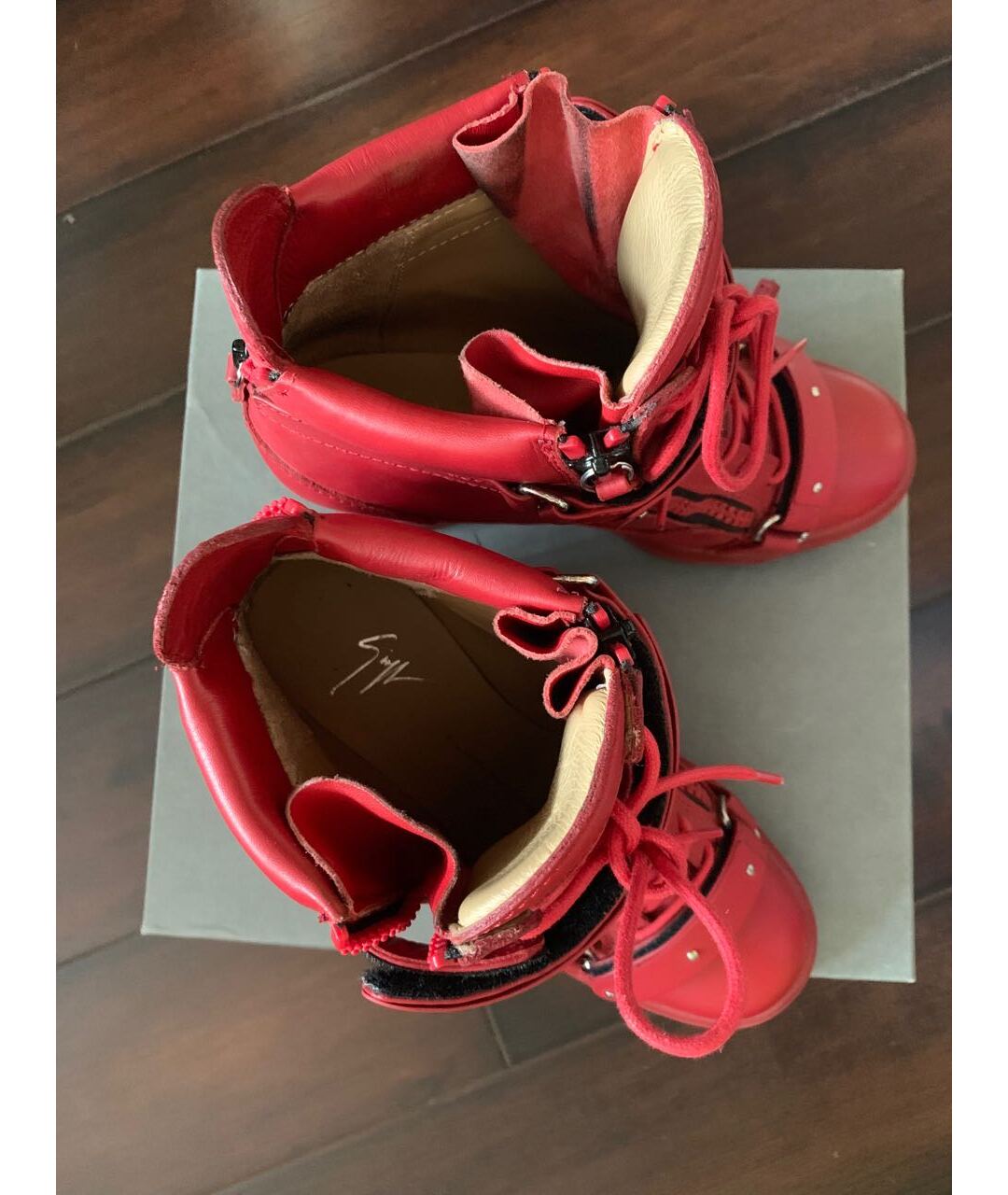 GIUSEPPE ZANOTTI DESIGN Красные кожаные кроссовки, фото 7