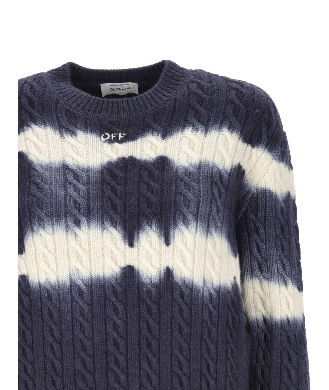 OFF-WHITE Синий шерстяной джемпер / свитер, фото 2