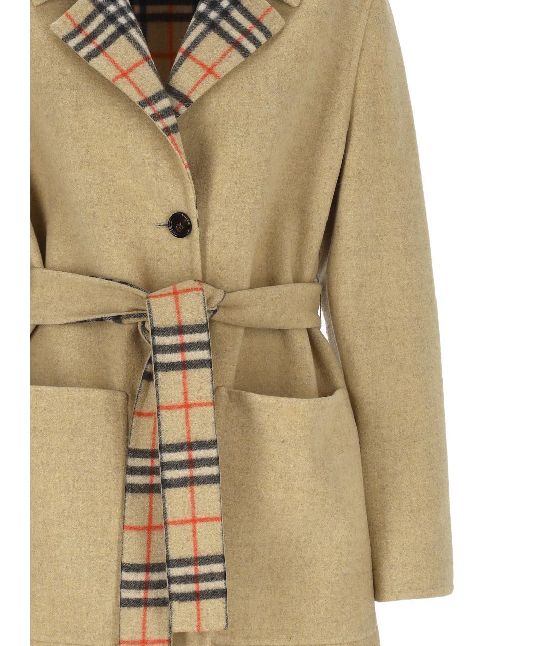BURBERRY Бежевое шерстяное пальто, фото 2