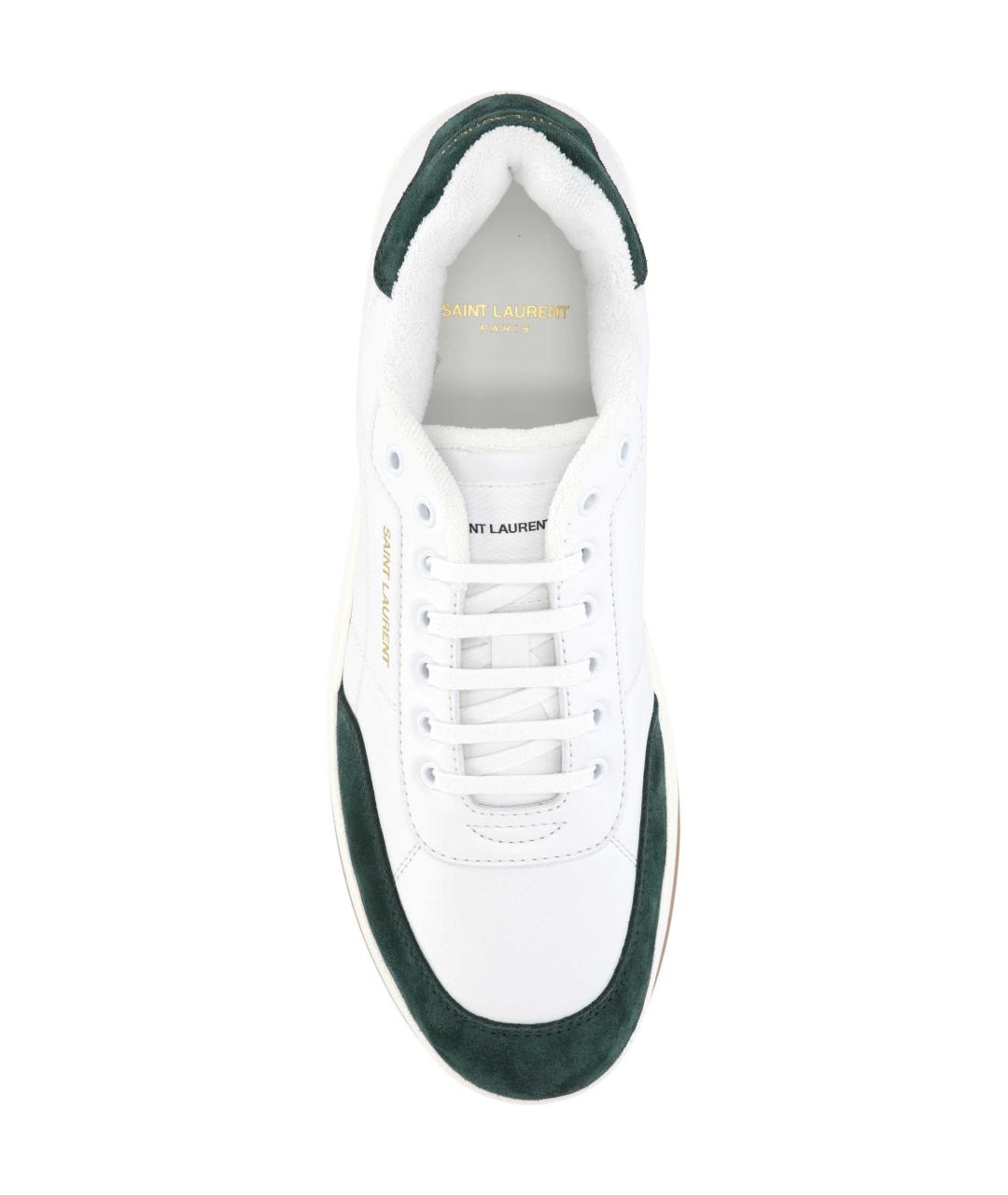 SAINT LAURENT Белые кожаные низкие кроссовки / кеды, фото 4