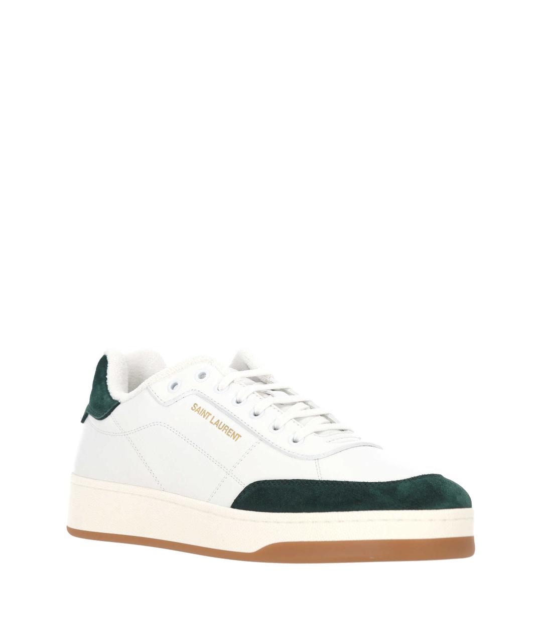 SAINT LAURENT Белые кожаные низкие кроссовки / кеды, фото 2