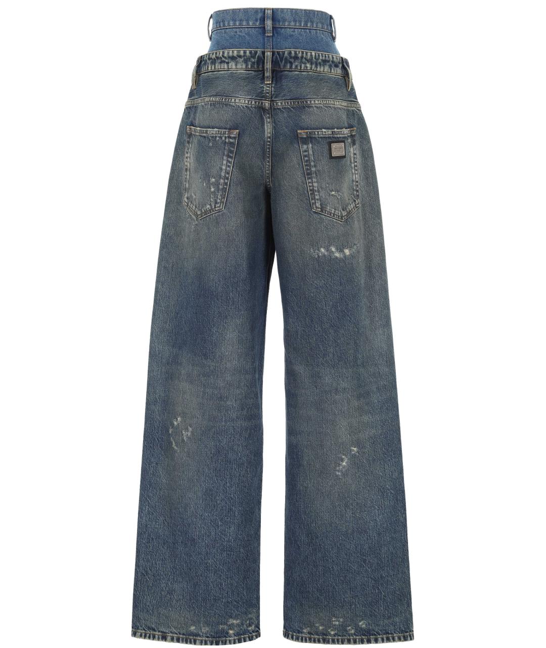 DOLCE&GABBANA Синие хлопковые прямые джинсы, фото 3