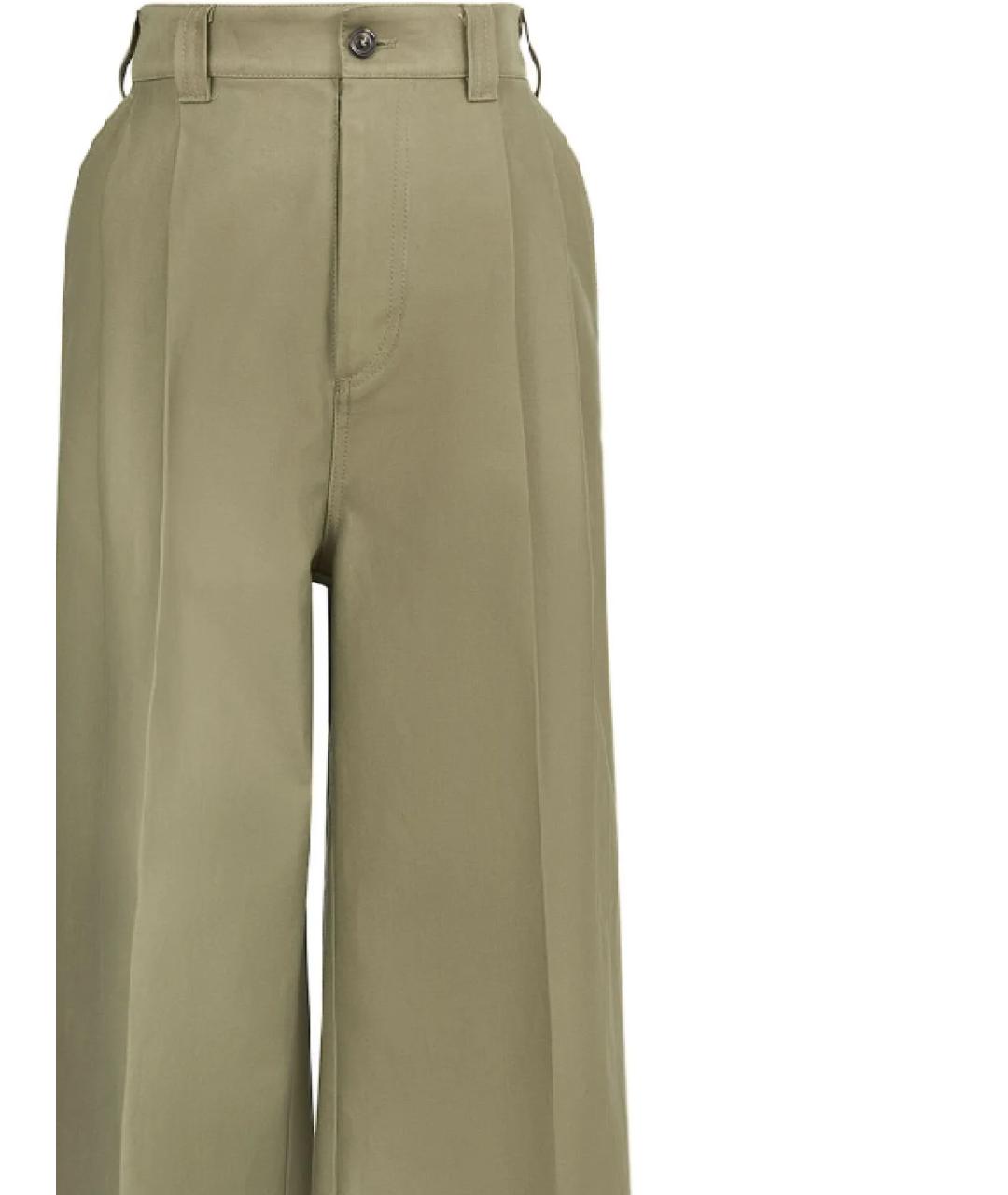 MAISON MARGIELA Зеленые хлопковые прямые брюки, фото 2