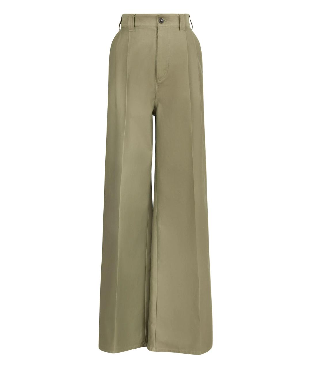 MAISON MARGIELA Зеленые хлопковые прямые брюки, фото 1