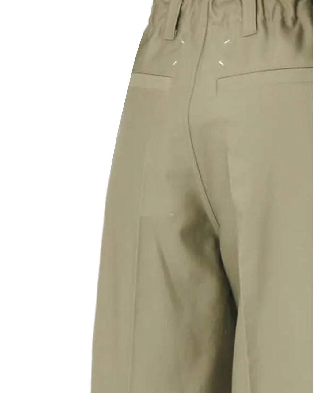 MAISON MARGIELA Зеленые хлопковые прямые брюки, фото 3