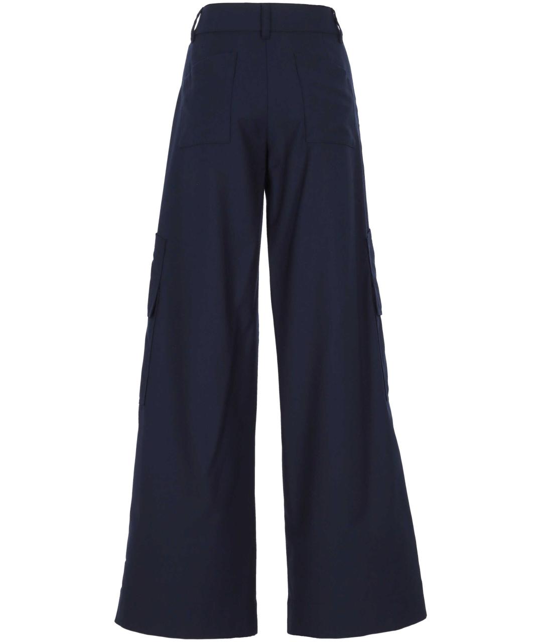 OFF-WHITE Синие шерстяные прямые брюки, фото 4