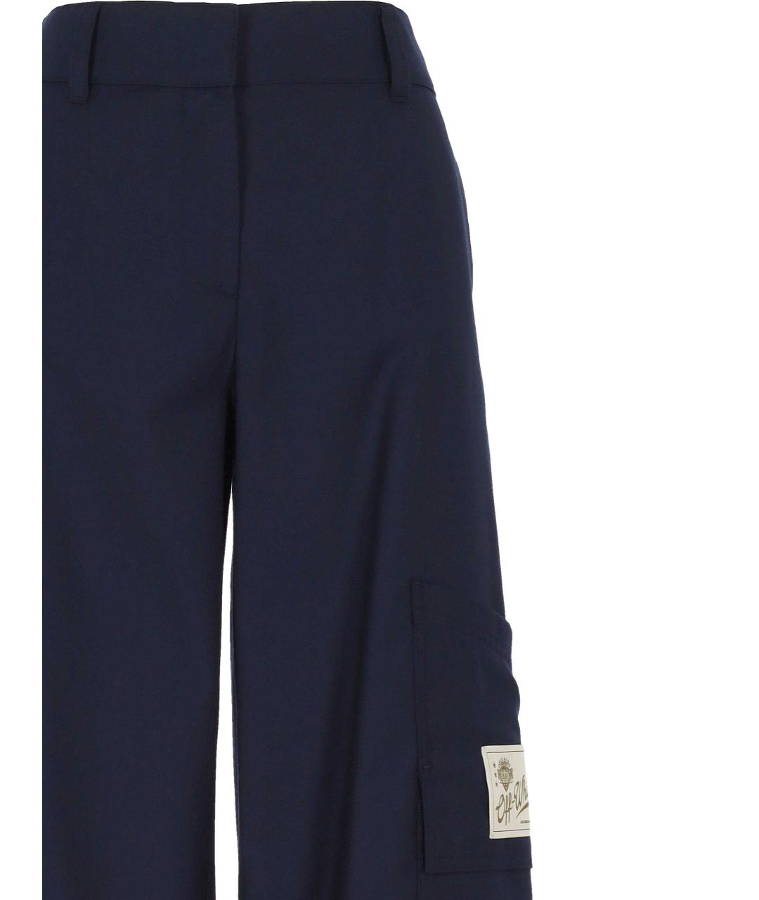 OFF-WHITE Синие шерстяные прямые брюки, фото 2