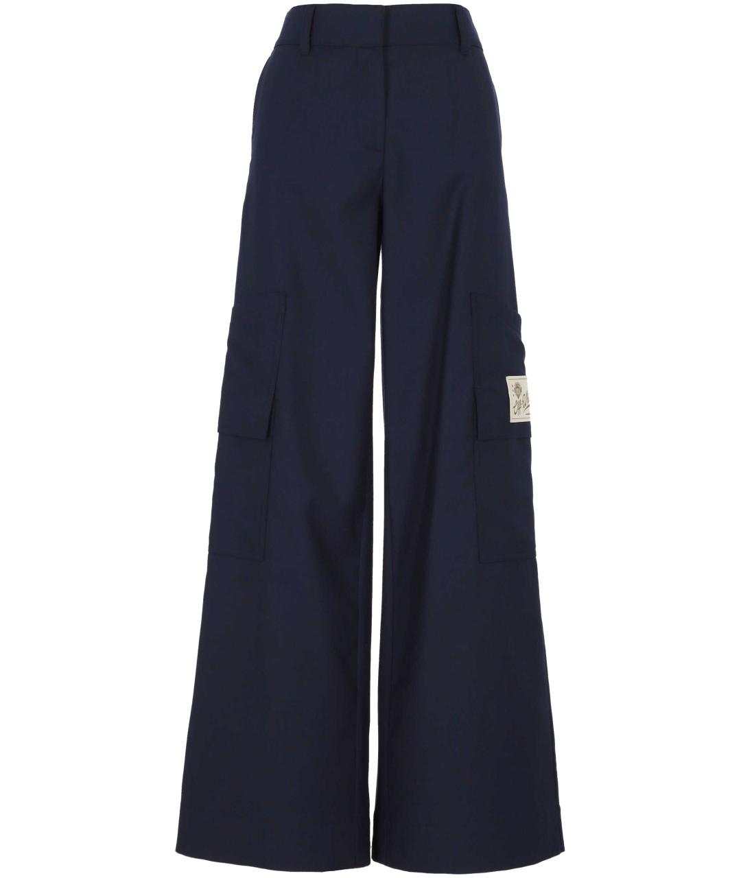 OFF-WHITE Синие шерстяные прямые брюки, фото 1