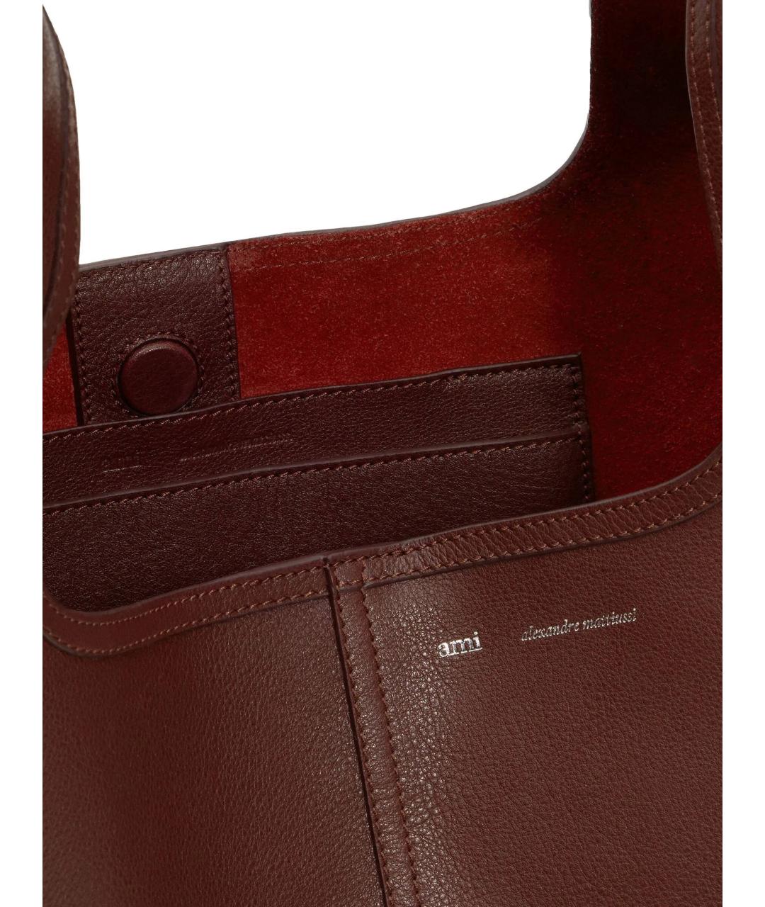 Ami Paris Бордовая кожаная сумка тоут, фото 4