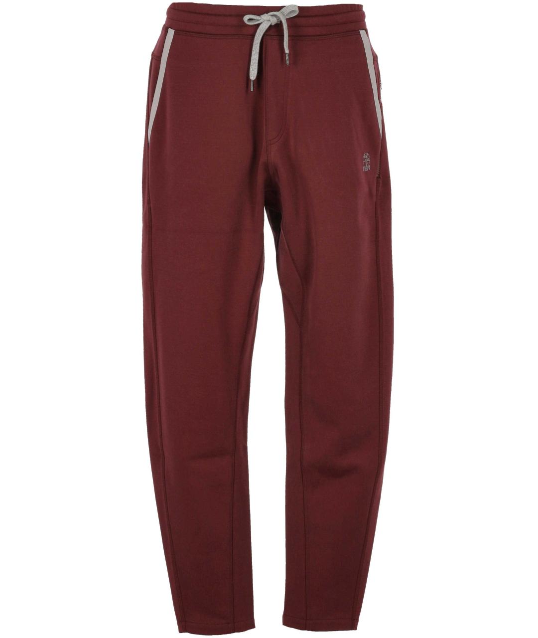 BRUNELLO CUCINELLI Красные хлопковые повседневные брюки, фото 1