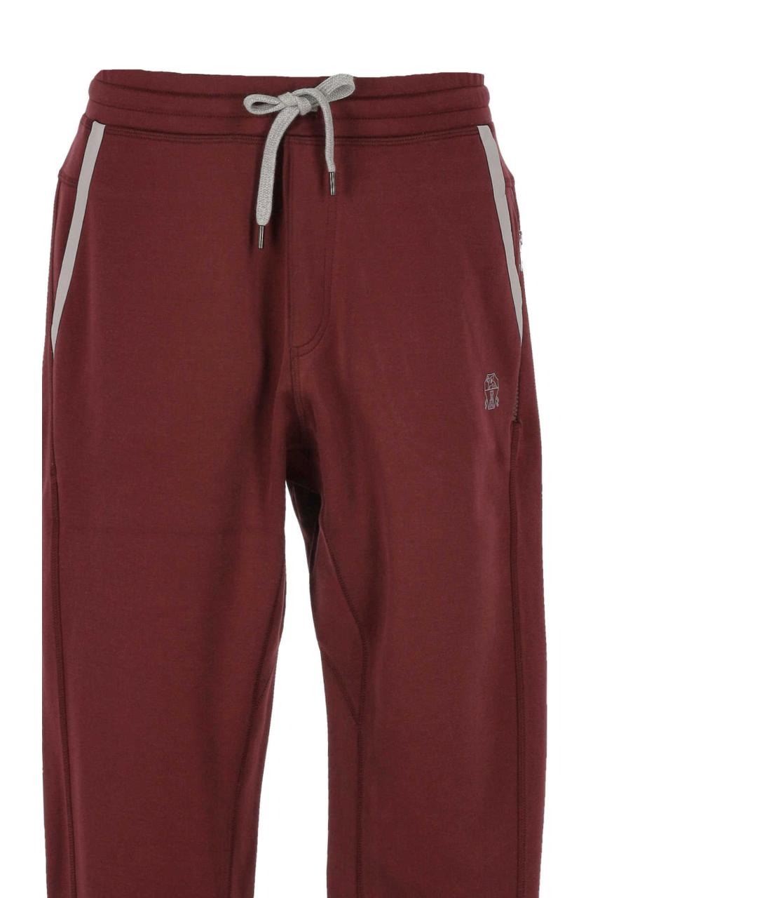 BRUNELLO CUCINELLI Красные хлопковые повседневные брюки, фото 2