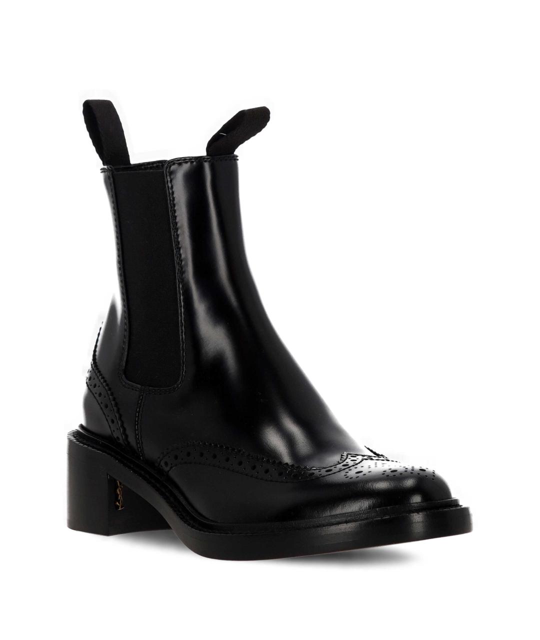 SAINT LAURENT Черные кожаные ботинки, фото 2