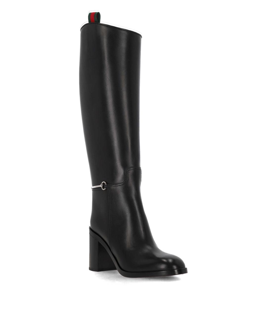 GUCCI Черные кожаные сапоги, фото 2
