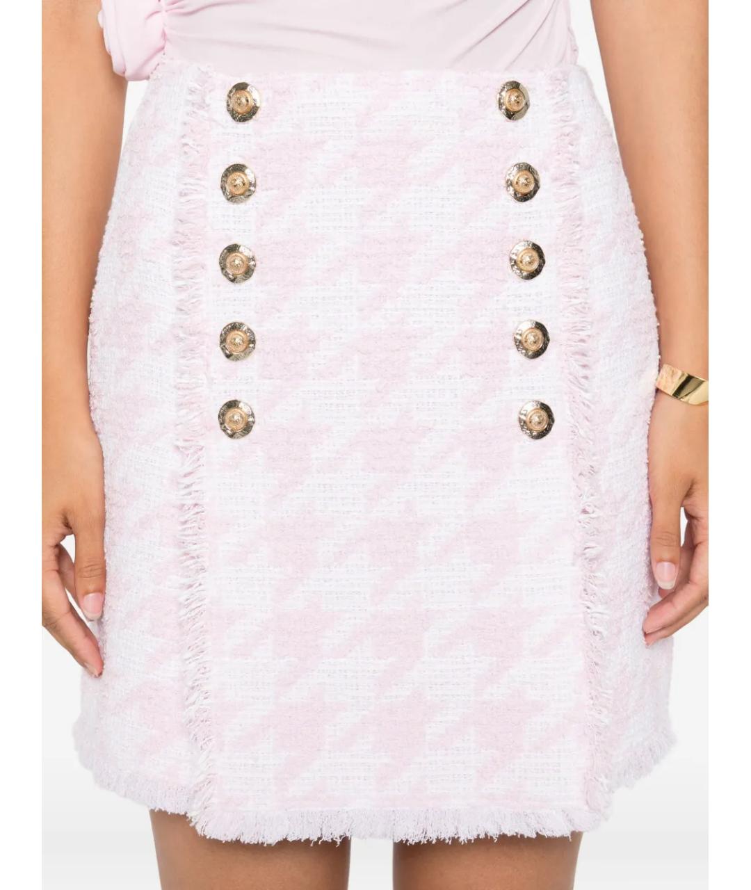 BALMAIN Розовая хлопковая юбка мини, фото 3