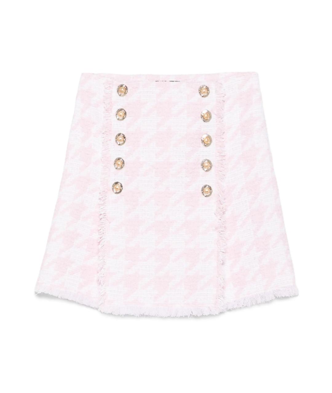 BALMAIN Розовая хлопковая юбка мини, фото 1
