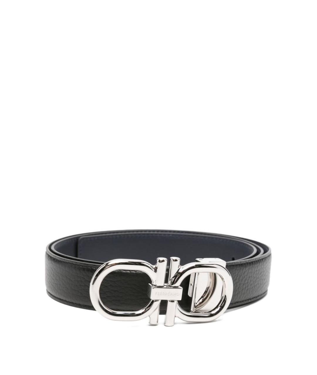 FERRAGAMO Черный кожаный ремень, фото 1