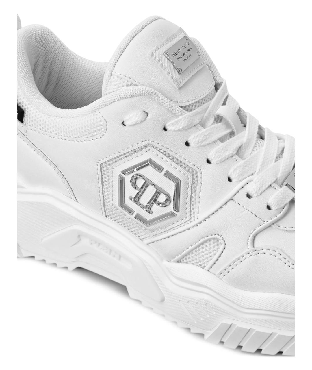 PHILIPP PLEIN Белые низкие кроссовки / кеды из искусственной кожи, фото 3