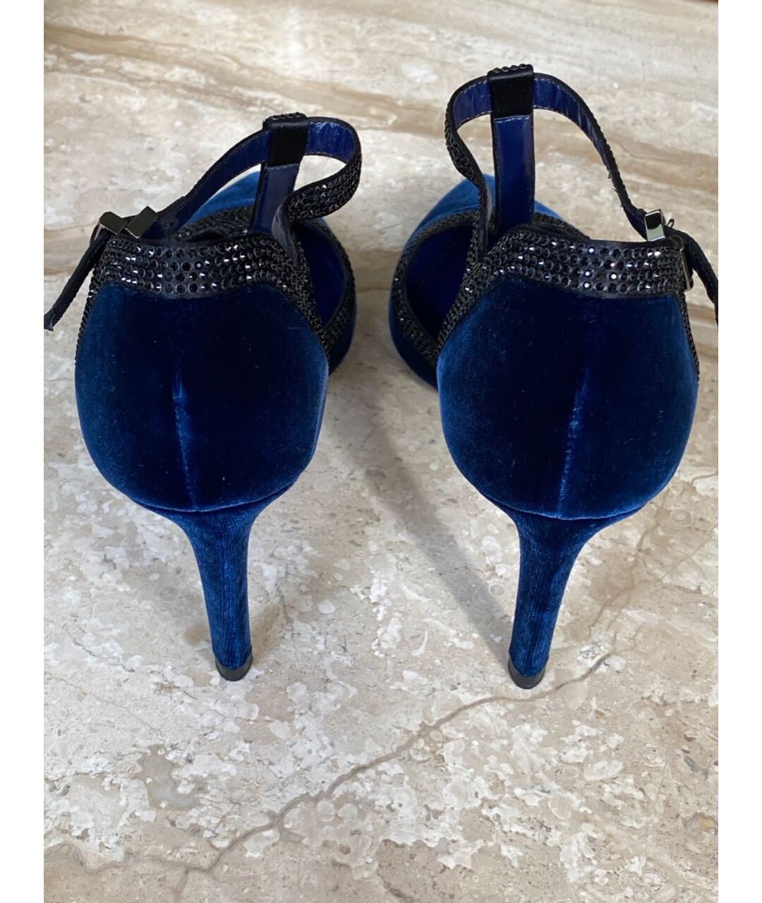 RENE CAOVILLA Синие бархатные туфли, фото 3