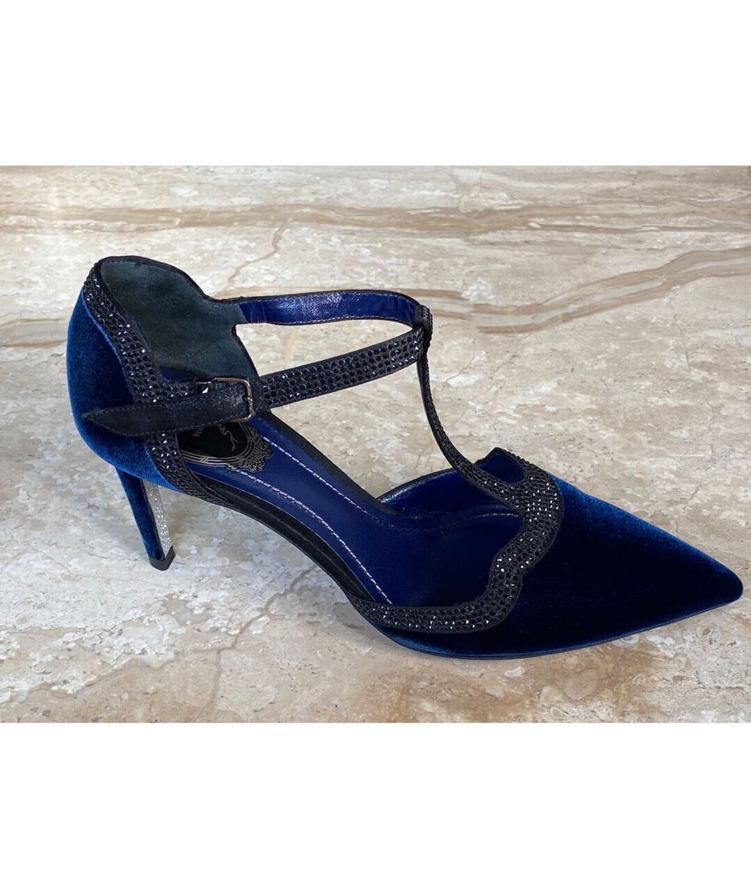 RENE CAOVILLA Синие бархатные туфли, фото 5