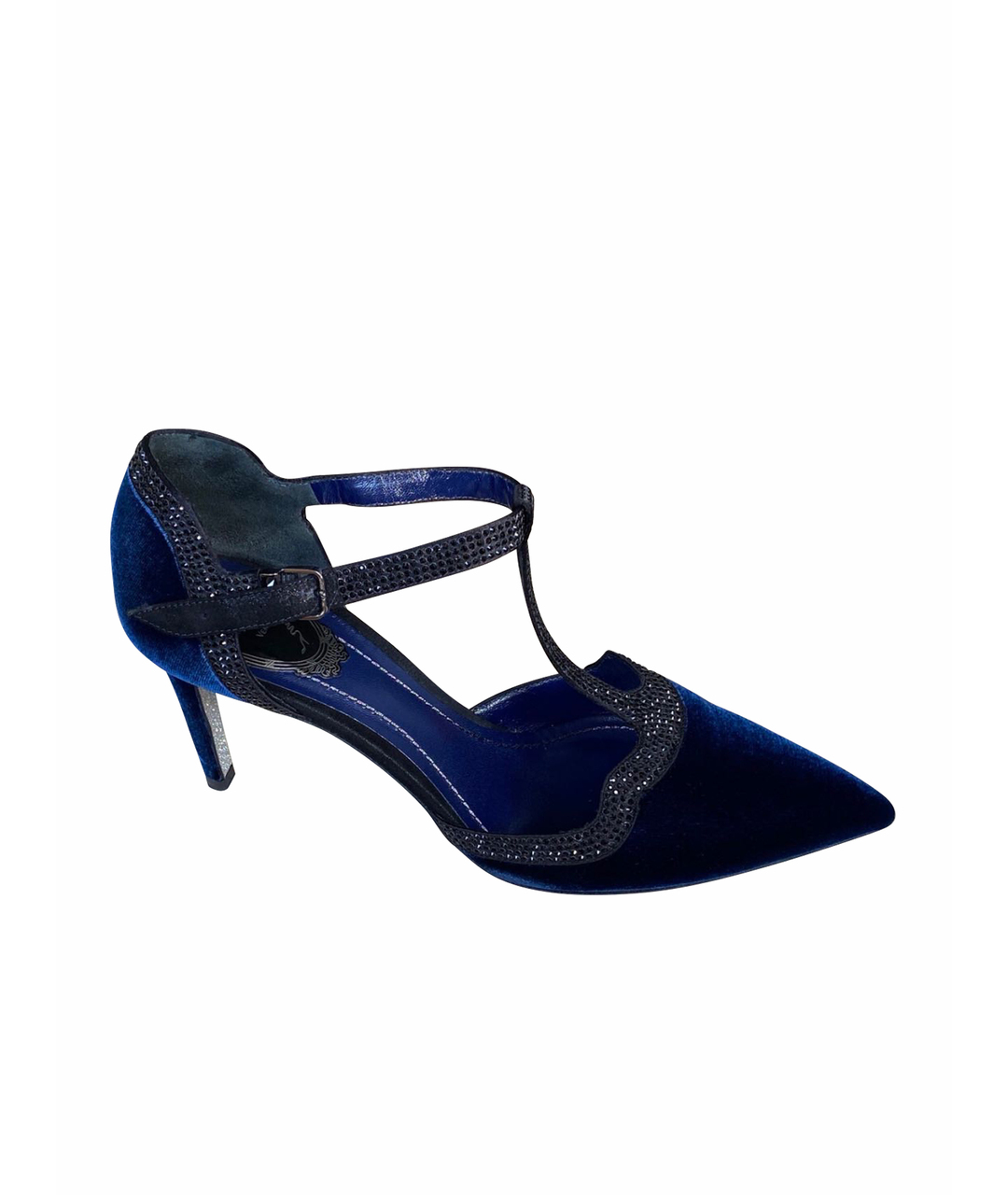 RENE CAOVILLA Синие бархатные туфли, фото 1