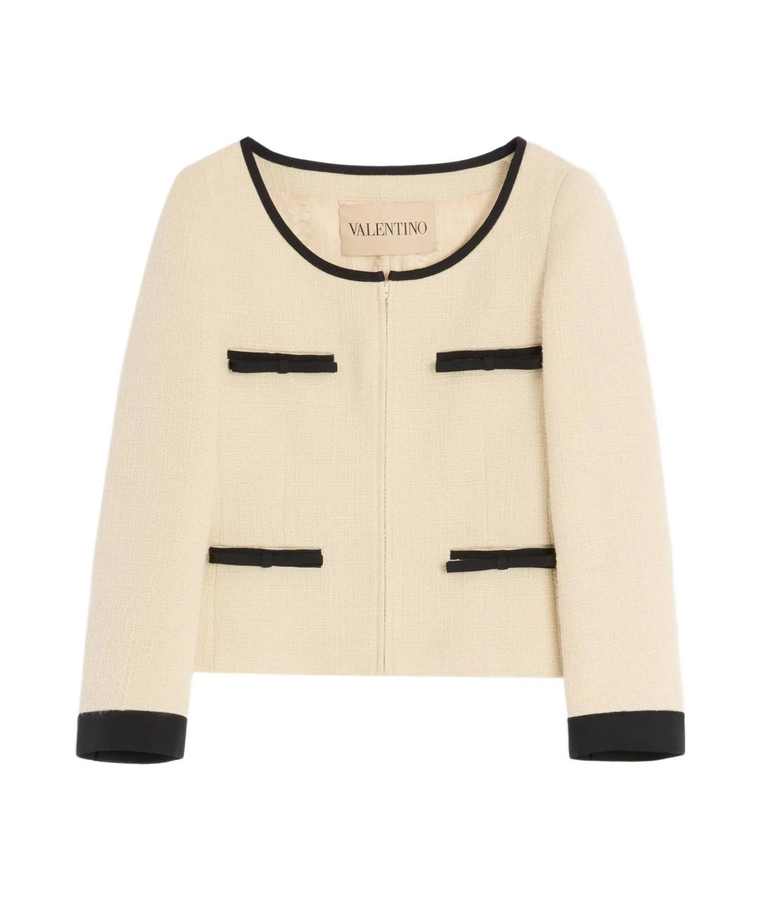 VALENTINO Бежевый шерстяной жакет/пиджак, фото 1