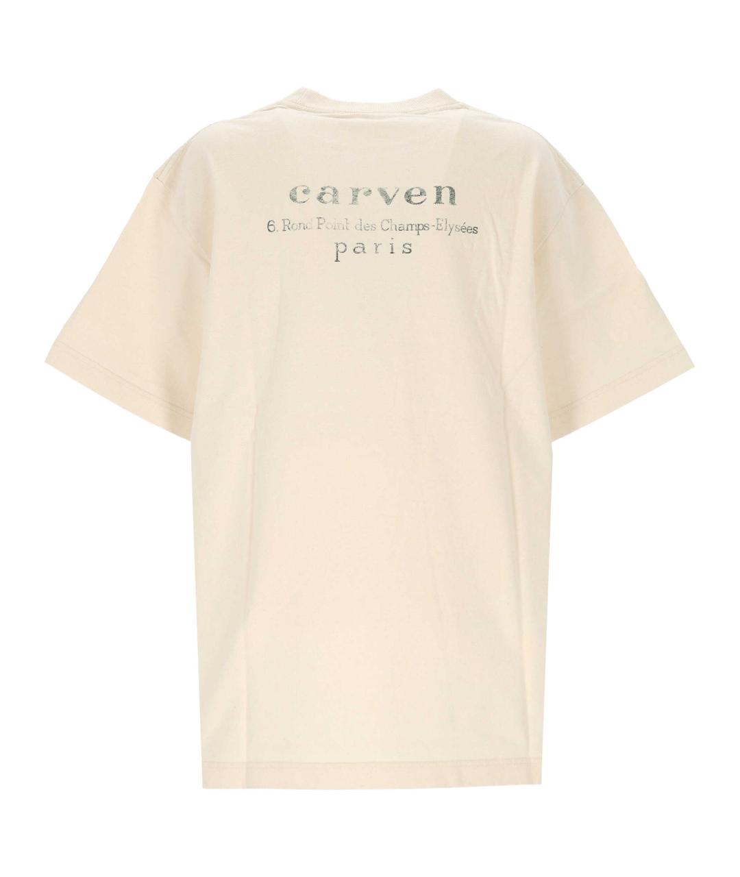 Carven Бежевая хлопковая футболка, фото 3