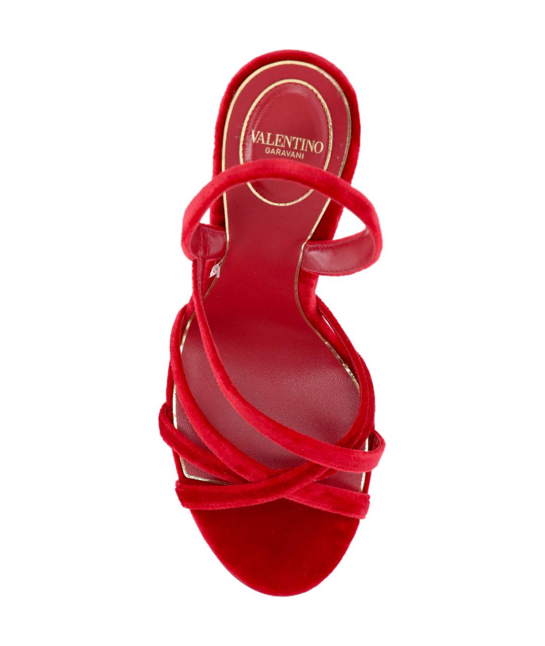 VALENTINO Красные текстильные босоножки, фото 4