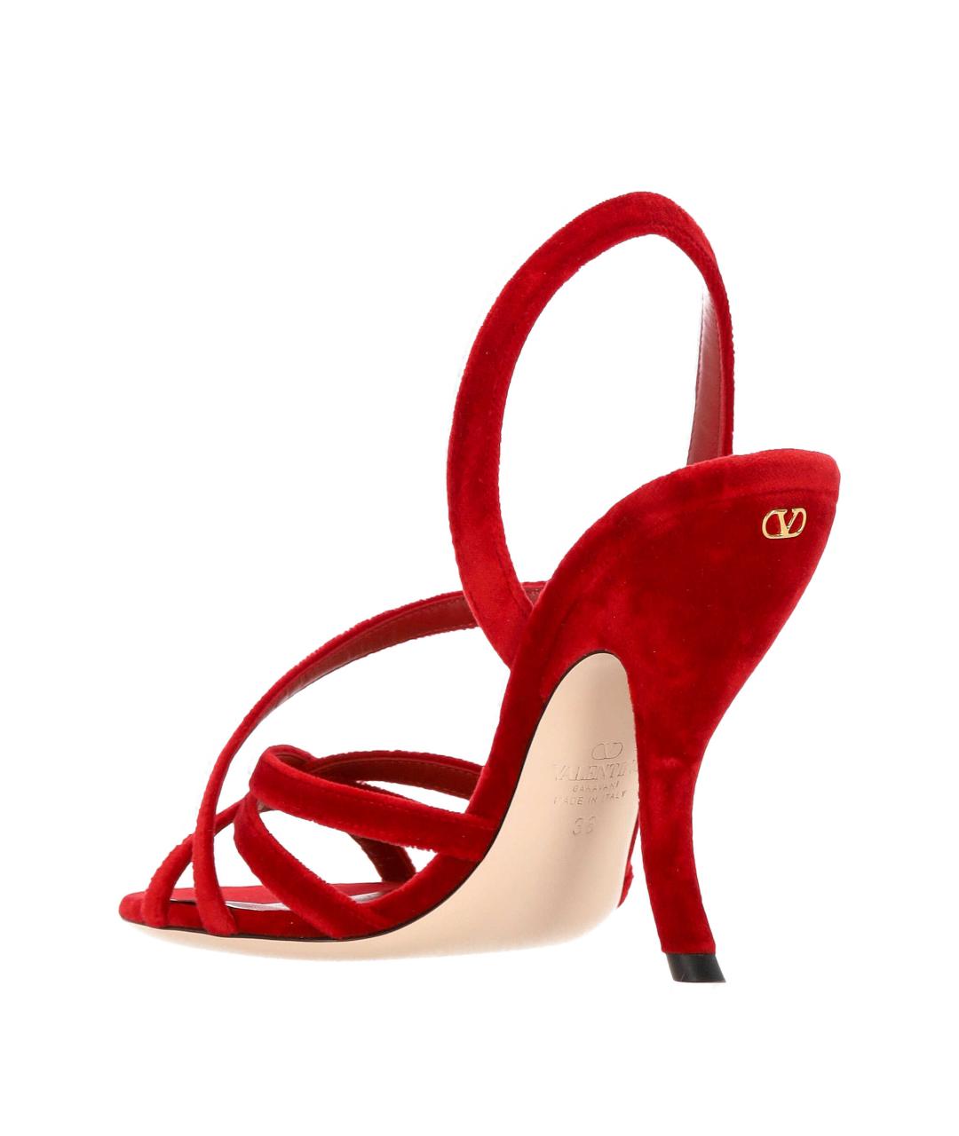 VALENTINO Красные текстильные босоножки, фото 3