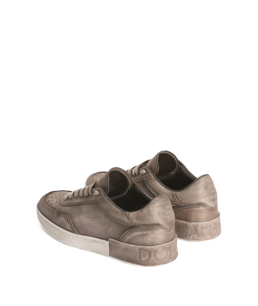 DOLCE&GABBANA Серые кожаные низкие кроссовки / кеды, фото 3
