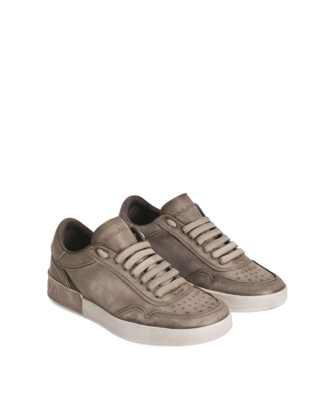 DOLCE&GABBANA Серые кожаные низкие кроссовки / кеды, фото 2