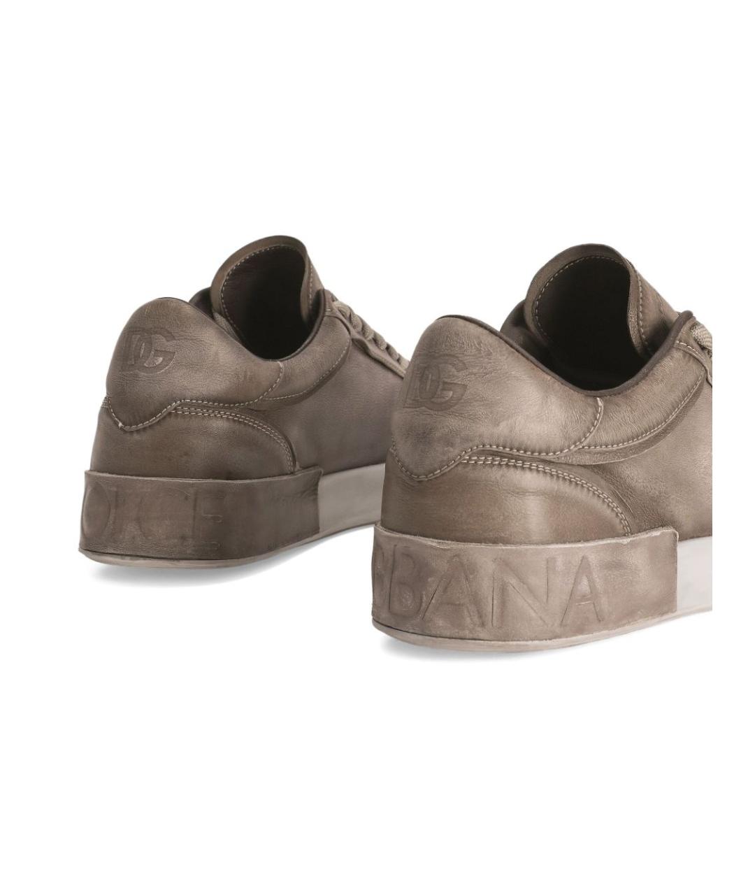 DOLCE&GABBANA Серые кожаные низкие кроссовки / кеды, фото 4