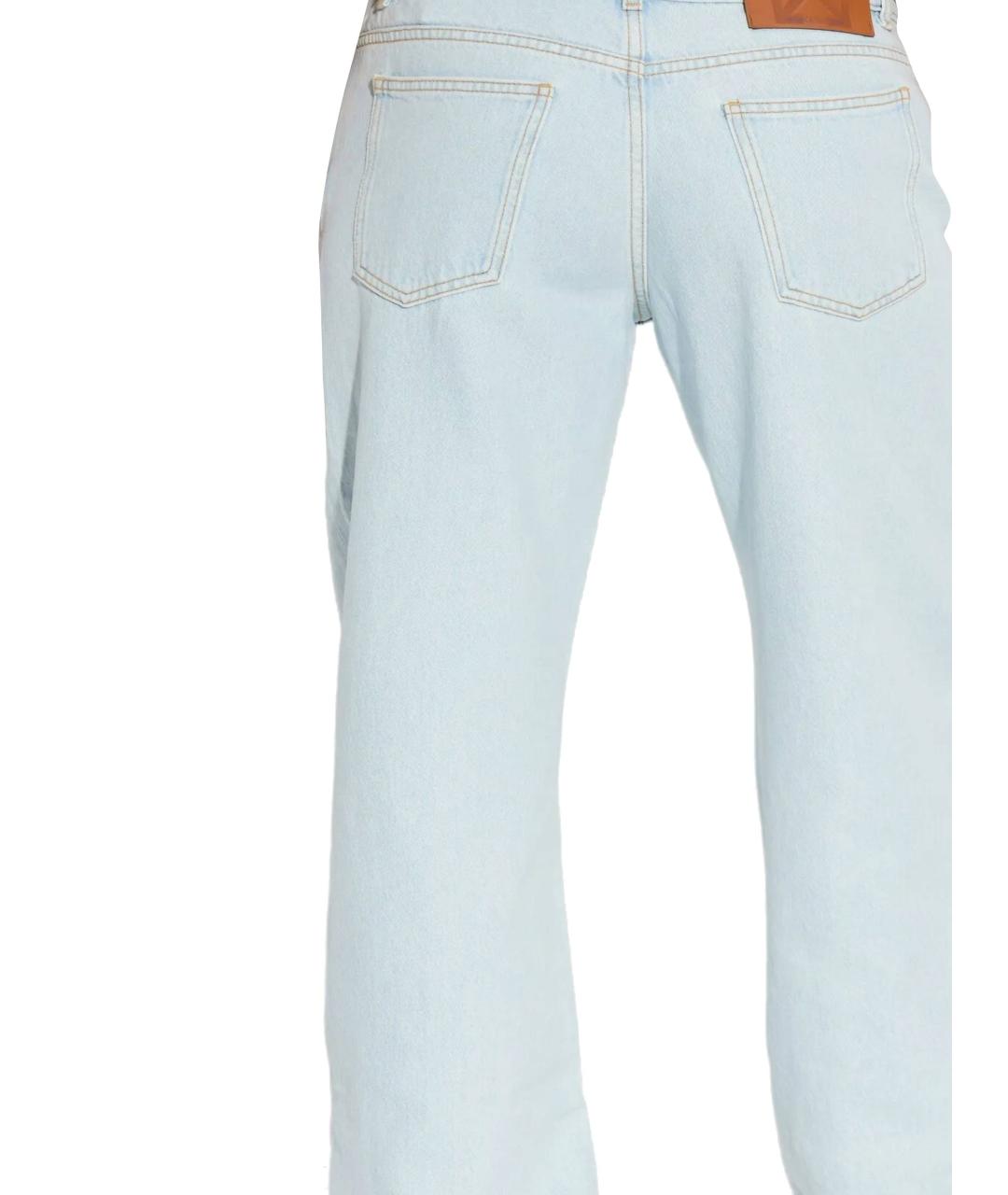 OFF-WHITE Голубые хлопковые прямые джинсы, фото 3
