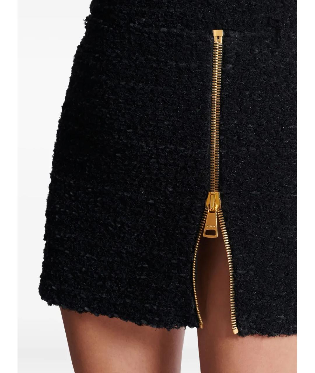 BALMAIN Черная вискозная юбка мини, фото 4