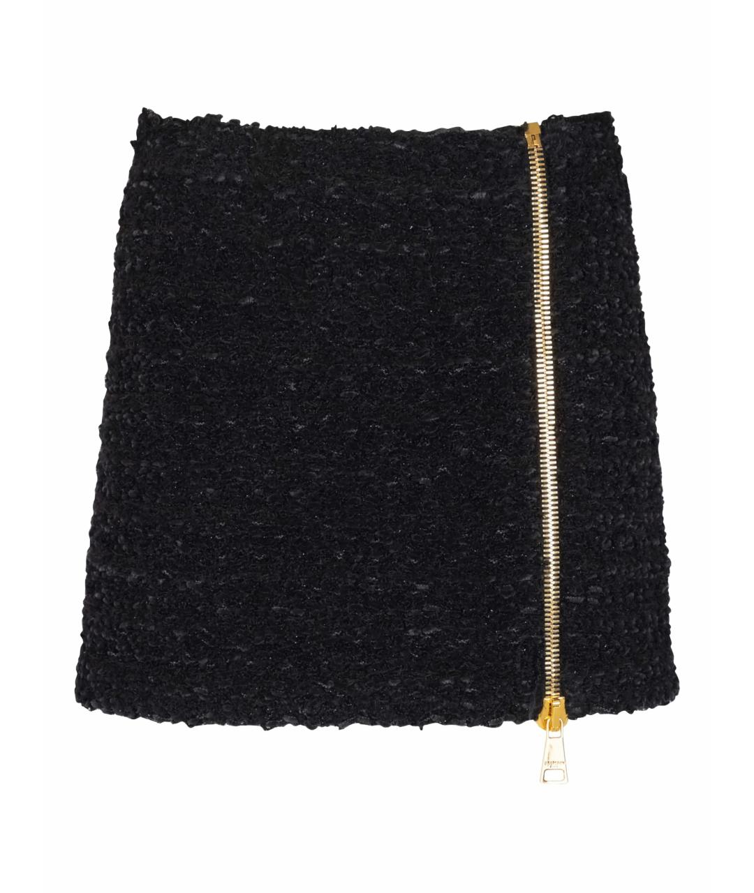 BALMAIN Черная вискозная юбка мини, фото 1