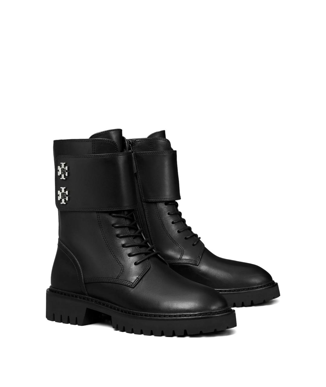 TORY BURCH Черные кожаные сапоги, фото 2