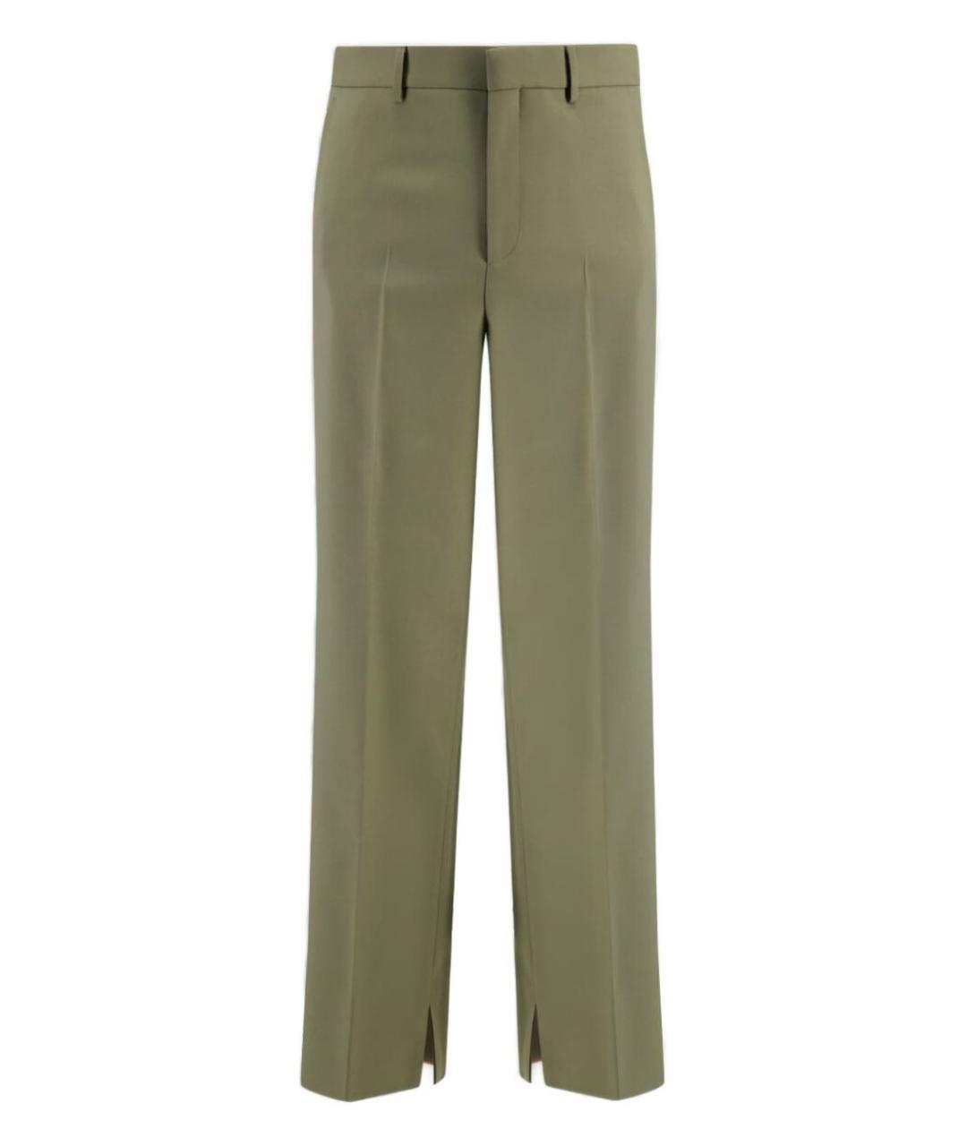 GUCCI Зеленые шерстяные повседневные брюки, фото 1